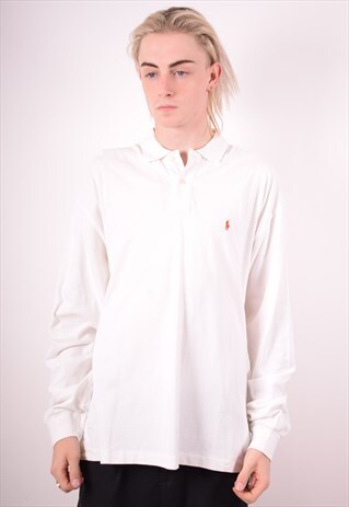 POLO RALPH LAUREN MENS VINTAGE POLO SHIRT XXL WHITE 90S