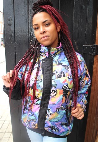 MULTI PATTERN SKULL VINTAGE SKI WINTER JACKET