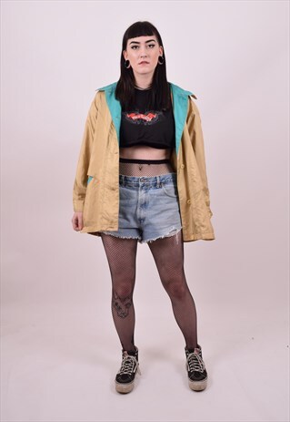 VINTAGE 80'S GOLD METALLIC WINDBREAKER JACKET SIZE MEDIUM