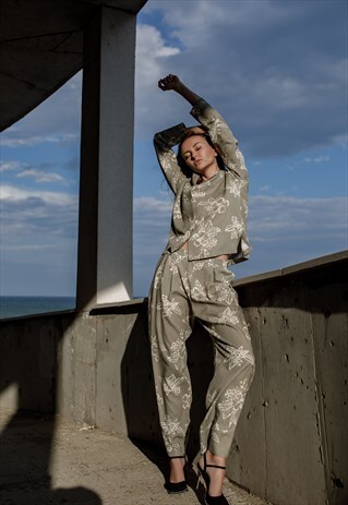 Linen pajama set Long sleeves blouse and pants loungewear