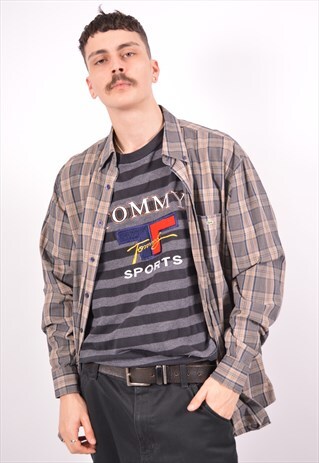 VINTAGE LACOSTE SHIRT CHECK BEIGE