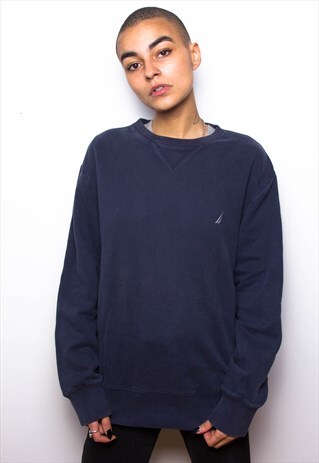 VINTAGE 90S NAUTICA NAVY UNISEX SWEATSHIRT ID:3312