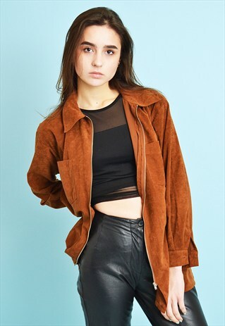 VINTAGE 90'S MINIMALIST FAUX SUEDE OVERSIZED SHIRT JACKET