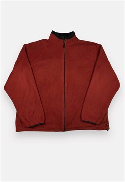 Vintage Timberland embroidered red fleece jacket size XXL