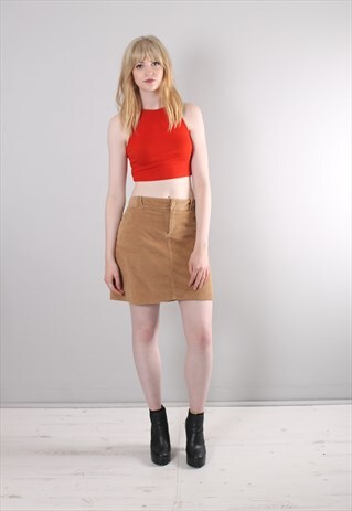 VINTAGE 90S TOMMY HILFIGER BEIGE CORD MINI SKIRT