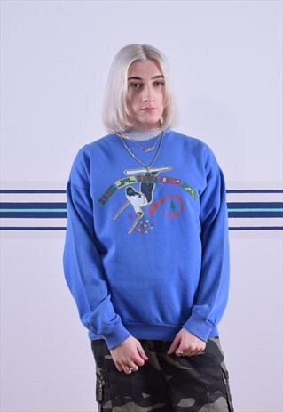 BLUE RETRO SNOWBOARDING SWEATSHIRT