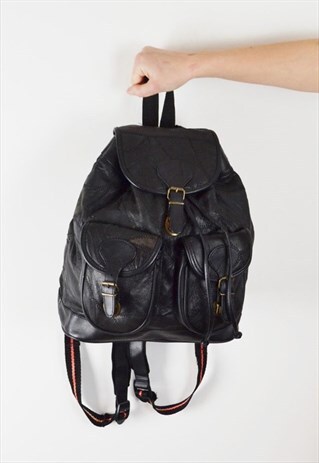 BLACK LEATHER BACKPACK BAG