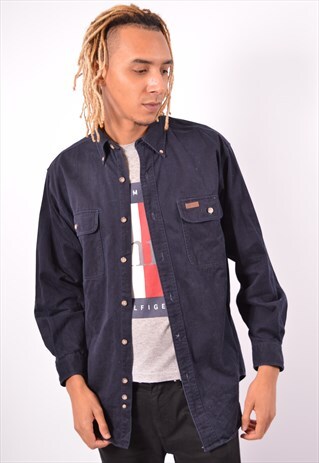 VINTAGE CARHARTT DENIM SHIRT NAVY BLUE