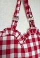 RED GINGHAM HEART TOTE BAG