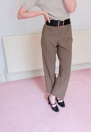 VINTAGE 80S CHECK TROUSERS IN BEIGE AND BLACK
