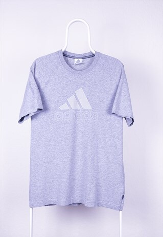 VINTAGE ADIDAS T-SHIRT SPELL OUT LOGO GREY MEDIUM