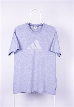 Vintage Adidas T-Shirt Spell Out Logo Grey Medium