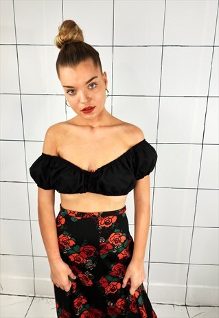 VINTAGE BLACK CROP TOP