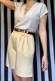 VINTAGE 80S PASTEL YELLOW BERMUDA SHORTS WITH POCKETS, LARGE