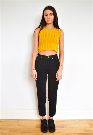 CHRISTIAN LACROIX YELLOW RIBBED CROP TOP