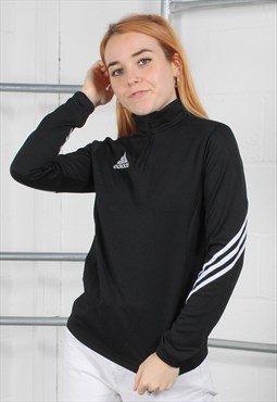 Vintage Adidas Track Jacket in Black with Logo Small