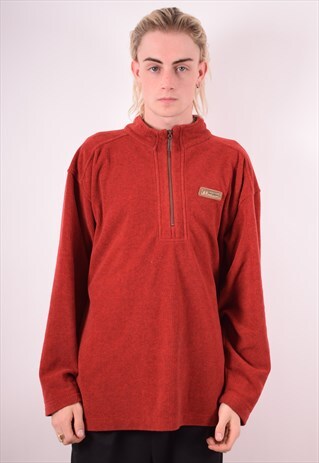BERGHAUS MENS VINTAGE FLEECE JUMPER LARGE RED 90S