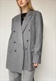 VINTAGE GREY PINSTRIPE WOOL BLEND BLAZER SIZE L