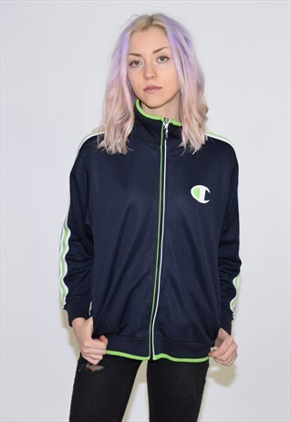 VINTAGE 90S DARK BLUE CHAMPION TRACKSUIT TOP JACKET