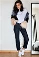 COLOR BLOCK FAUX FUR JACKET