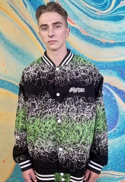 Unusual thread applique varsity jacket gradient bomber green