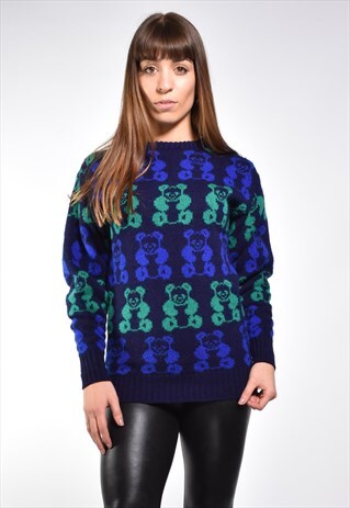 VINTAGE TEDDY BEAR WOOL KNIT JUMPER