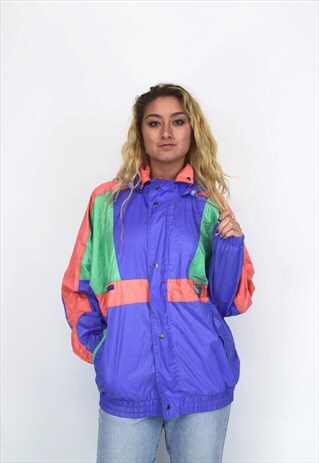 VINTAGE 90'S PURPLE, GREEN AND RED 'AGUA SPORT' JACKET