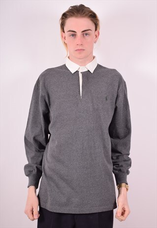 POLO RALPH LAUREN MENS VINTAGE POLO SHIRT LONG SLEEVE SMALL