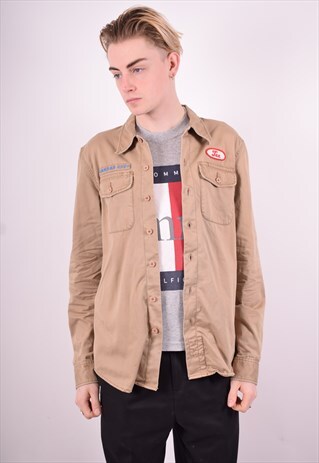 LEE WOMENS VINTAGE SHIRT MEDIUM BEIGE 90'S