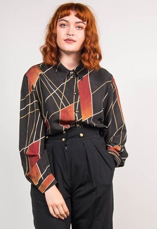VINTAGE 90'S DARK ABSTRACT PATTERN OVERSIZE SHIRT