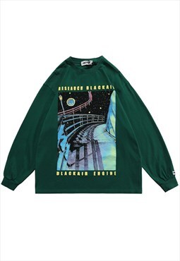 Kalodis Vintage Wash Distressed Printed Sweatshirt