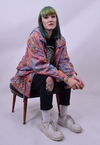VINTAGE 90'S CRAZY PRINT WINDBREAKER SKI JACKET SIZE LARGE