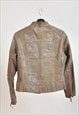 VINTAGE 00S REAL LEATHER BIKER JACKET IN BROWN