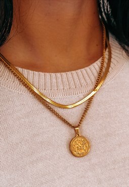 Layered Necklace Set With 18k Gold Snake Chain Necklace
