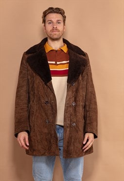 Vintage 90's Men Sherpa Coat in Brown