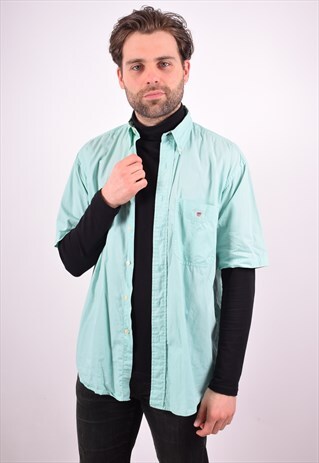 GANT MENS VINTAGE SHIRT MEDIUM TURQUOISE 90S