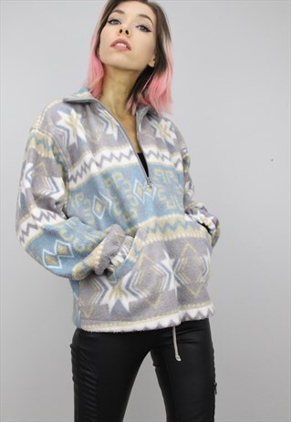 VINTAGE 90S OVERSIZED PATTERNED FLEECE