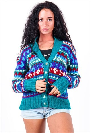VINTAGE PATTERNED KNIT CARDIGAN K575