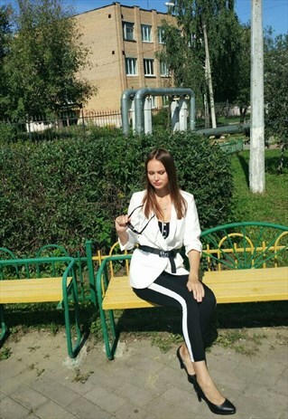 WHITE STRIPE SIDE SKINNY PANTS