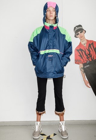 VINTAGE WIDBREAKER NEON RAVE ANORAK JACKET / 1990S