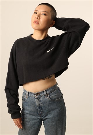 VINTAGE NIKE EMBROIDERED LOGO CROPPED SWEATSHIRT