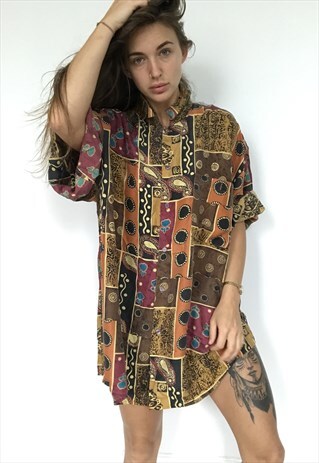 PATTERNED OVERSIZED RETRO VINTAGE UNISEX FESTIVAL SHIRT