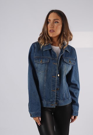 VINTAGE DENIM JACKET OVERSIZED FITTED UK 14 LARGE (HPAB)