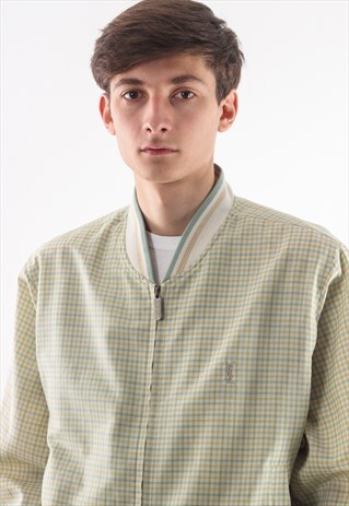 VINTAGE YVES SAINT LAURENT BOMBER 90S GREEN BEIGE