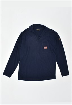 Vintage 90's Napapijri Polo Shirt Long Sleeve Navy Blue