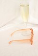 TRANSPARENT ORANGE CHUNKY BEVELLED SQUARE SUNGLASSES