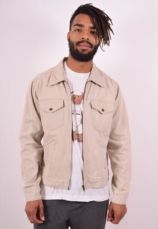 LEVI'S MENS VINTAGE DENIM JACKET MEDIUM BEIGE 90S