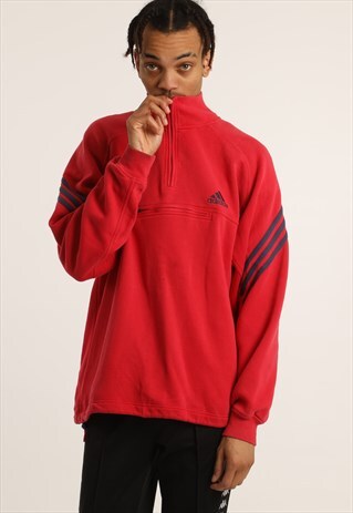 VINTAGE ADIDAS EMBROIDERED LOGO 1/4 ZIP SWEATSHIRT