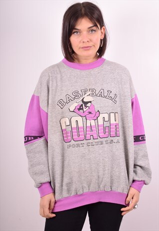 WOMENS VINTAGE SWEATSHIRT JUMPER LARGE GREY 90S