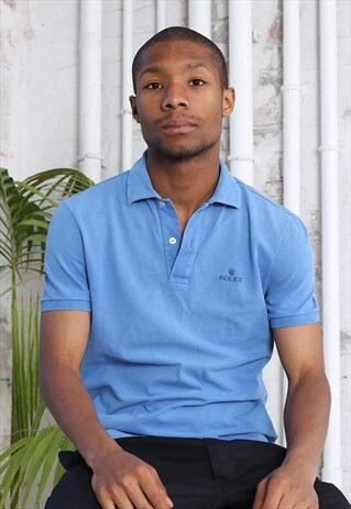 VINTAGE ROLEX LOGO POLO SHIRT BLUE